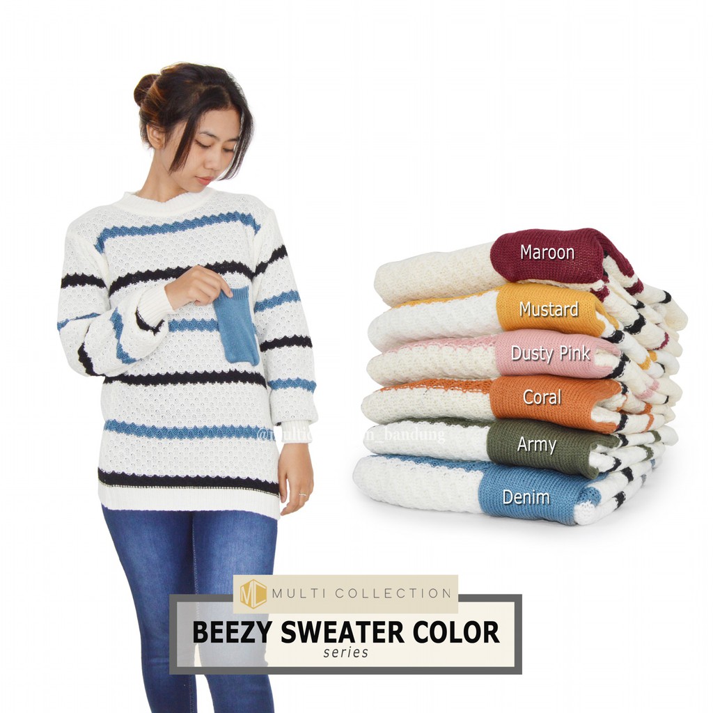 BEEZY SWEATER COLOUR MCRD Sweater Rajut  Wanita  Baju  