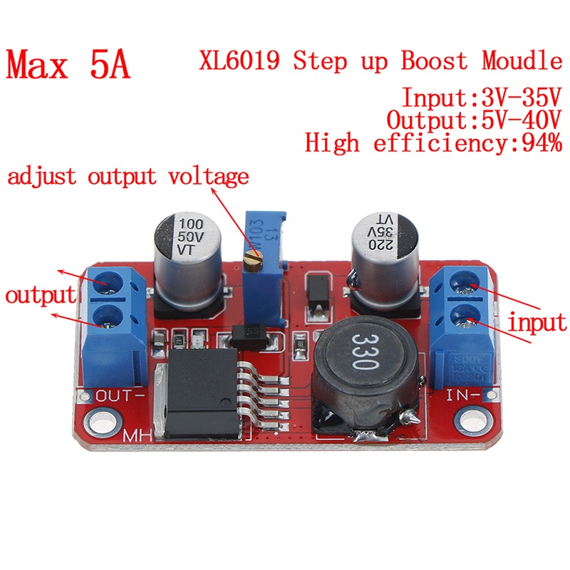 Modul power step up 5A DC-DC 3.3V-35V Ke 5V 6V 9V 12V