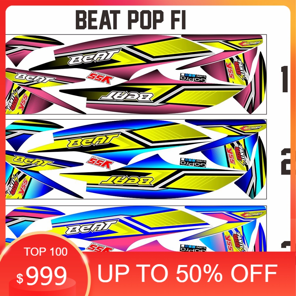 KAFFA STIKER COD-STRIPING/STICKER CUSTOM HONDA BEAT POP FI MOTIF ROAD RACE STYLE VARIASI