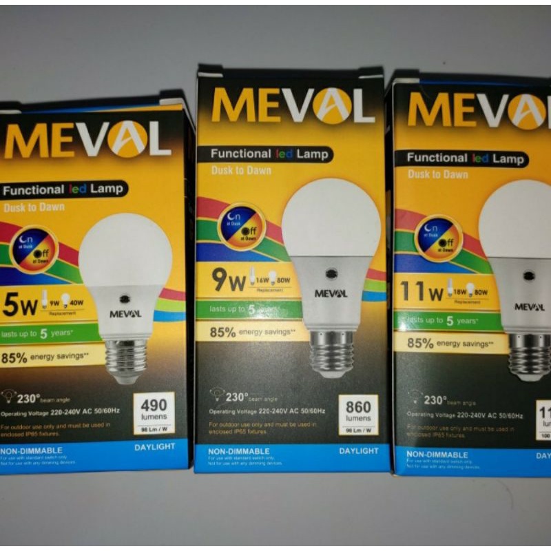 Meval Led Bulb photo Sensor cahaya sinar matahari 5w, 9w, 11w