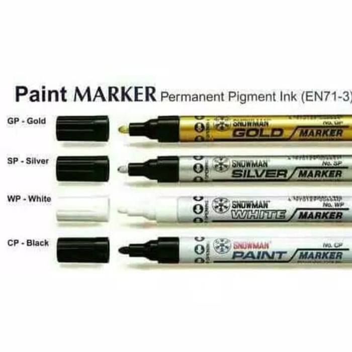

Eklusif Spidol Snowman Paint Marker Permanen Silver Gold White Black Hemat