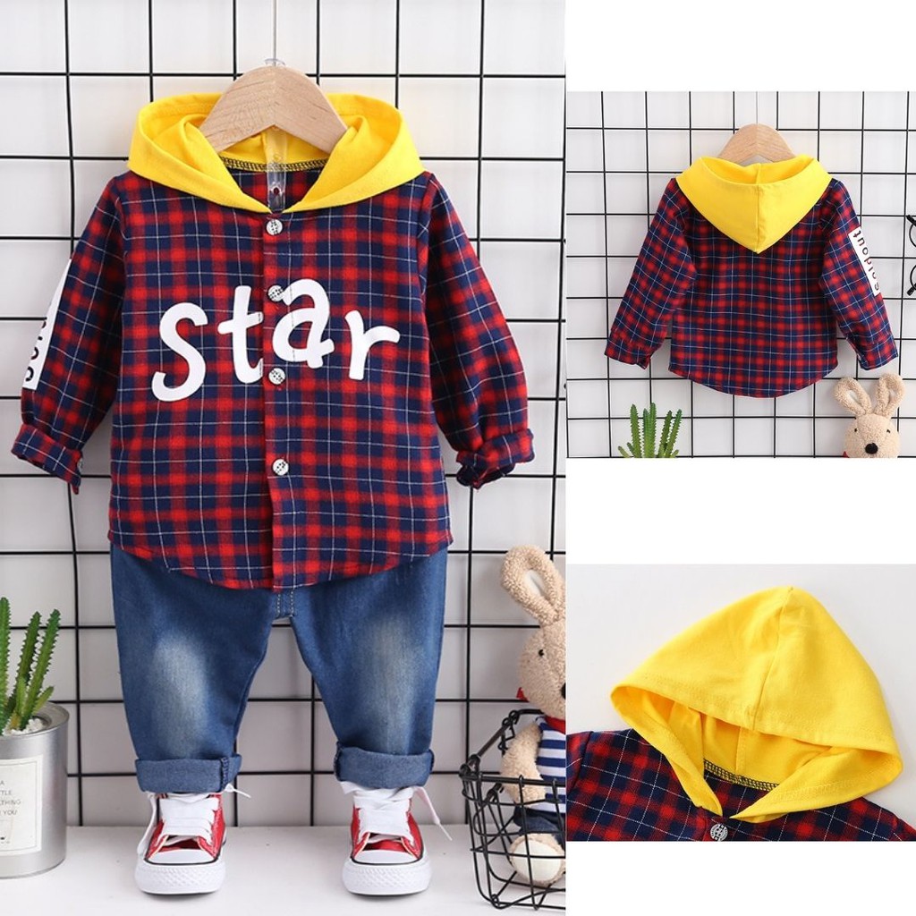 [MAMASILO] Setelan Kemeja hoodie anak laki-laki STAR import / setelan hoodie anak laki-laki import