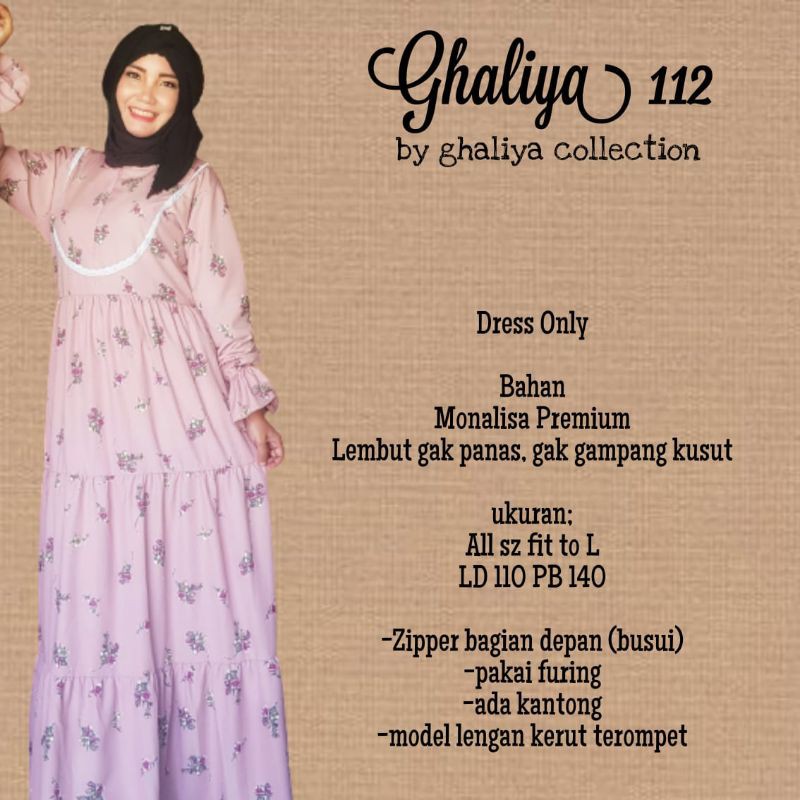 Dress Baju Kondangan Muslim|Ghaliya 112 I Monalisa Premium | Sz M fit to L| LD 110 PB 140