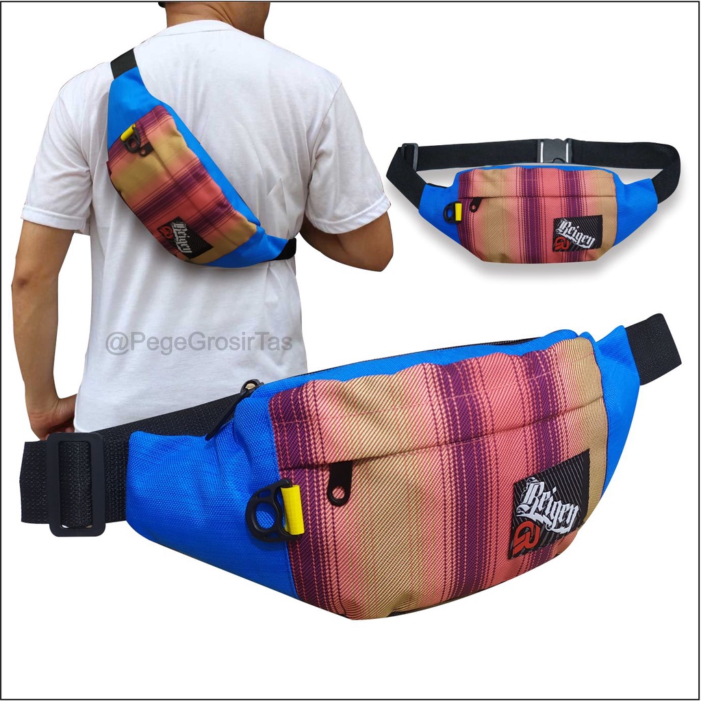 Pege 8842 - Tas Pinggang Waistbag Pria Motif Print Distro Selempang Bahu Cowok