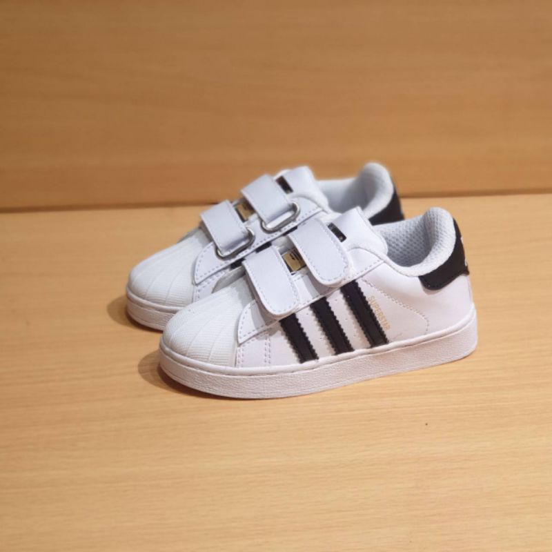 SEPATU ANAK ADIDAS SUPERSTAR KIDS PEREKAT DAN TALI SIZE 20-35