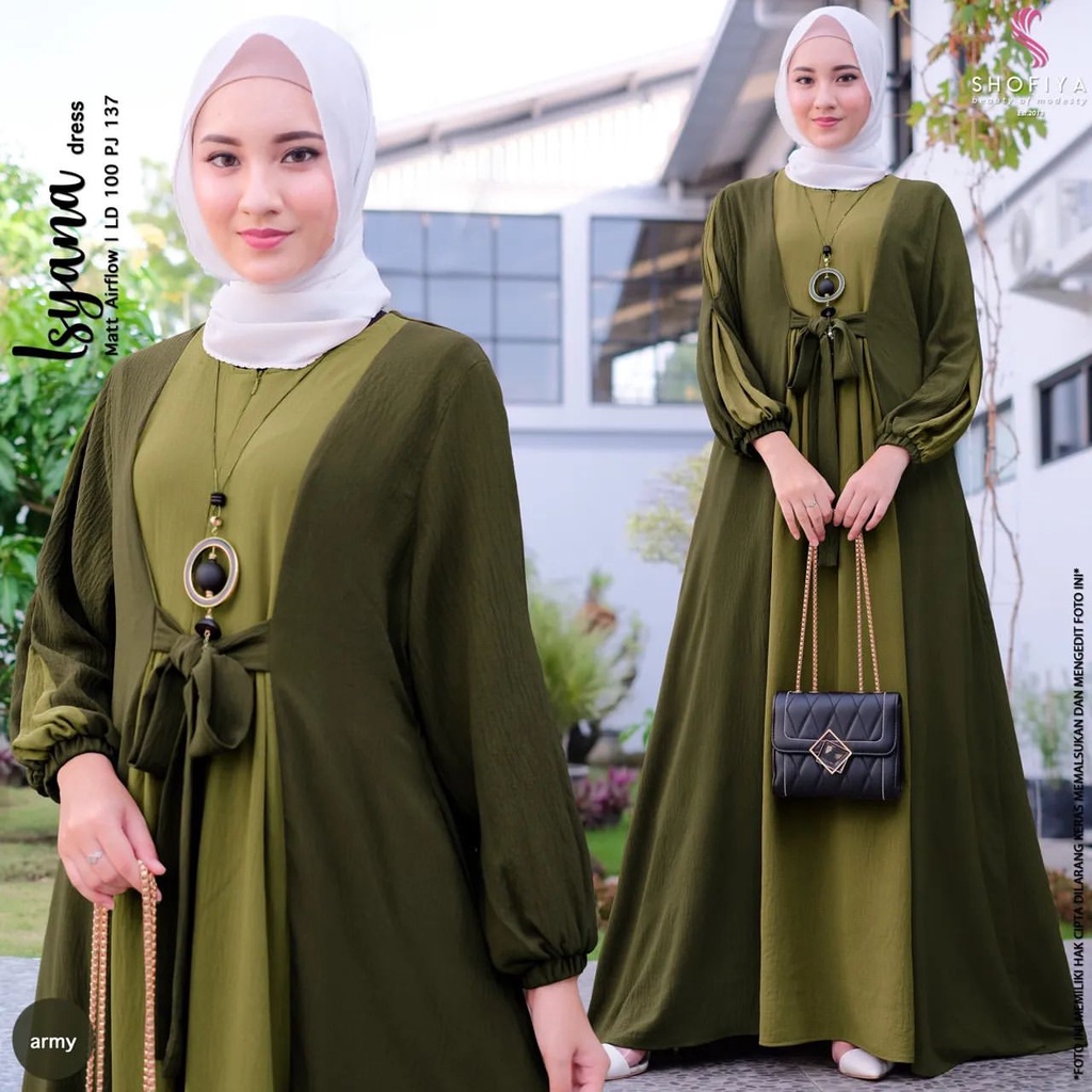 Baju Gamis Isyana Dress Terbaru 2022  Baju Kondangan Wanita Kekinian Long Muslim Busui Friendly