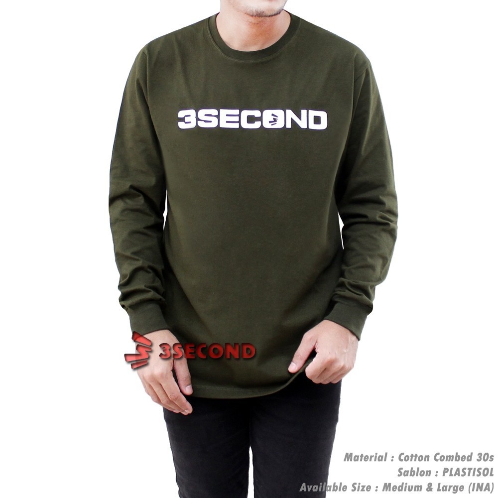 #COD# KAOS THREE SECOND 3 SECOND GREENLIGHT LENGAN PANJANG PRIA WANITA