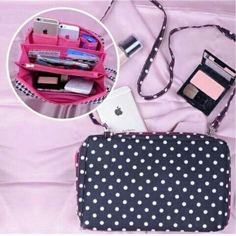 Medan Termurah KD026 (Tali oanjang &amp; Pendek) Ladies Bag Organizer/Tas selempang Polka jangkar/Tas HPO