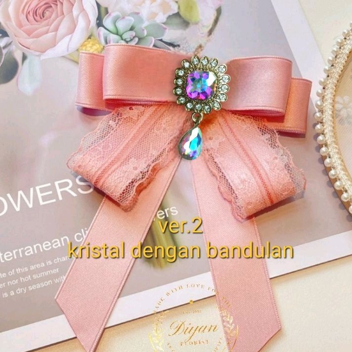 korean ribbon brooch pita aplikasi dekorasi