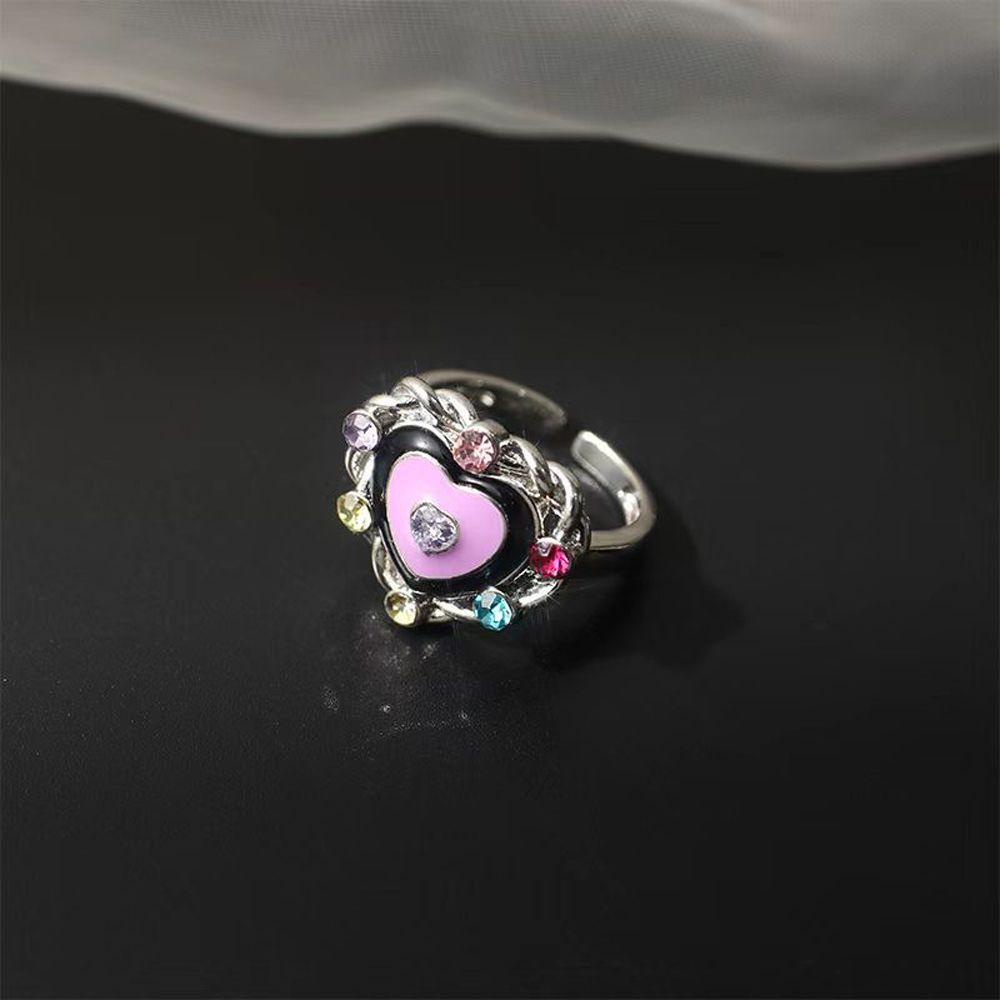 Mxbeauty Wanita Cincin Gadis Trendi Hadiah Niche Desain Berbentuk Hati Berlian Pembukaan Cincin Fashion Perhiasan