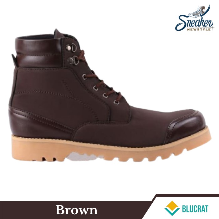 Sepatu Boots Safety Pria Leo Original Kulit Ujung Besi 39-43 Original SNK0287 Sepatu Touring Motor-Brown