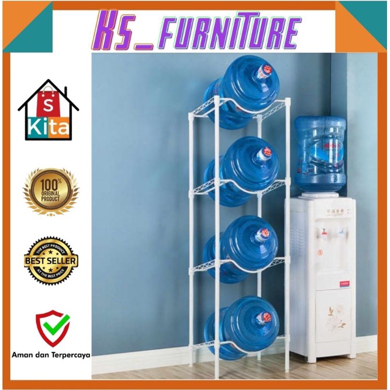 Krisbow rak galon 4 tingkat Putih 40 x 34 x 132 cm