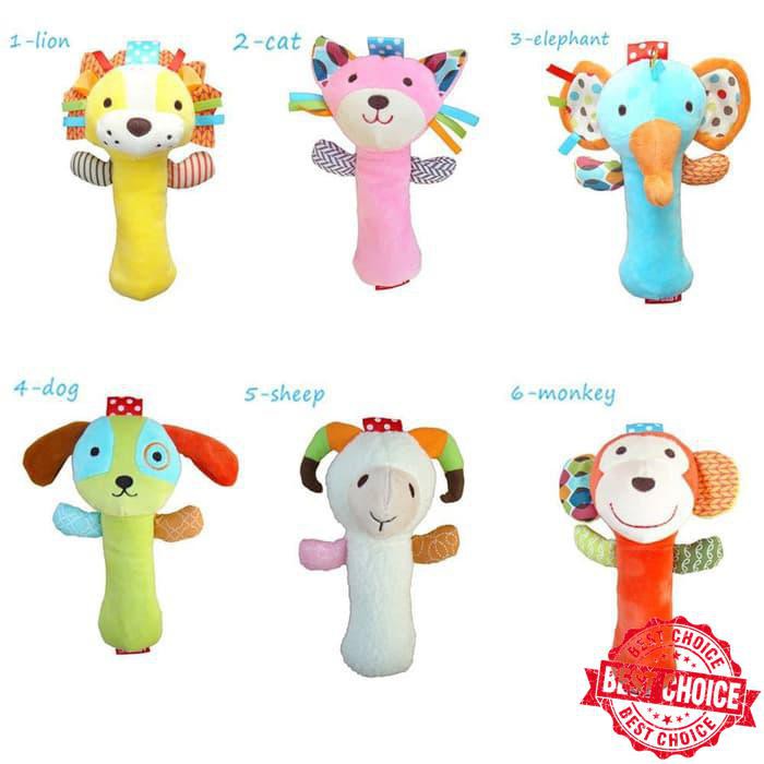 HOT Rattle Stick SKK Baby Squeeze Me Mainan Kerincingan Bayi Boneka Hewan MUMER