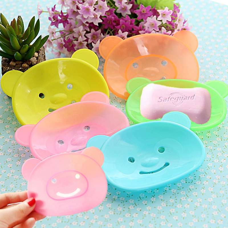 Holder Sabun Bentuk Kartun Beruang Warna Acak Untuk Kamar Mandi