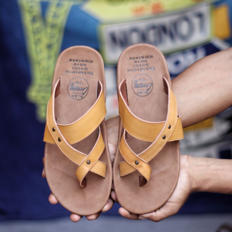 Sandal Jepit Pria Casual Sendal Jepit Kulit Asli Model Terbaru Santai Pantai