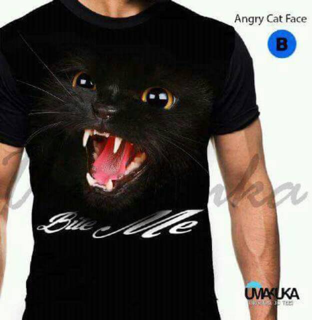 Kaos 3D fullprint angry cat face