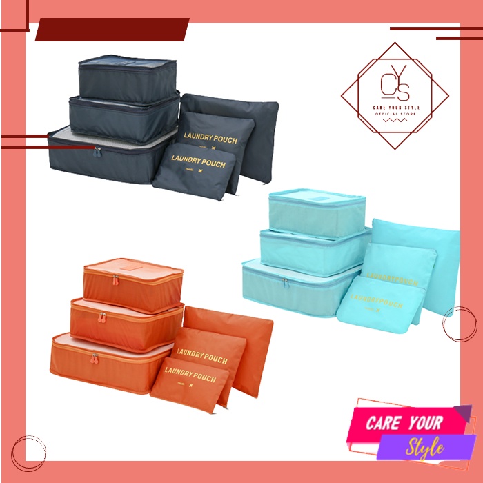 CYS TAS TRAVEL POUCH ORGANIZER STORAGE 6 IN 1 LAUNDRY POUCH IMPORT TAS PRAKTIS TAS LEBAR TT-04-6IN1