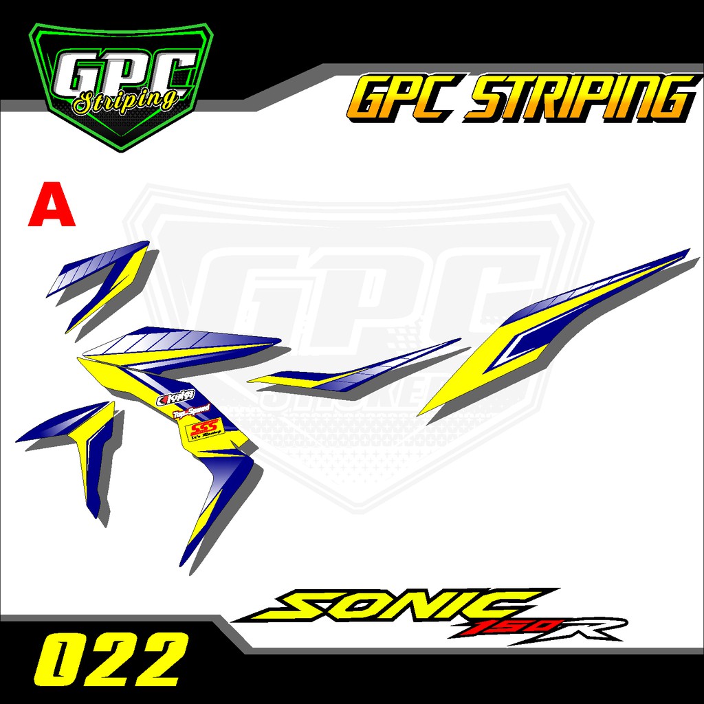 Sticker Striping sonic merah putih hitam -decal Stiker setriping Variasi List Motor GPC-022