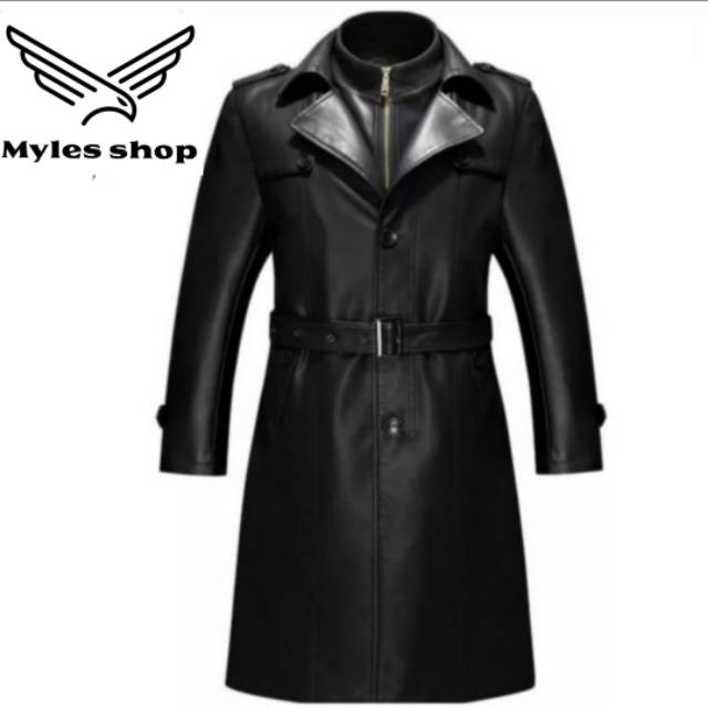 Jubah kulit sintetis pria/mantel kulit sintetis pria terbaru