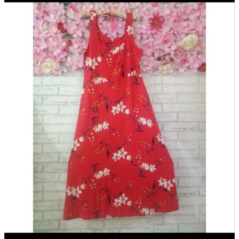 longdress merah bunga big size branded original/dress merah big size