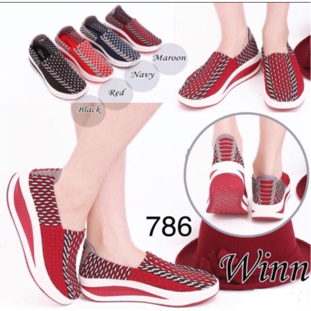 Winn 786 sepatu IMPORT anyaman rajut wanita ORI
