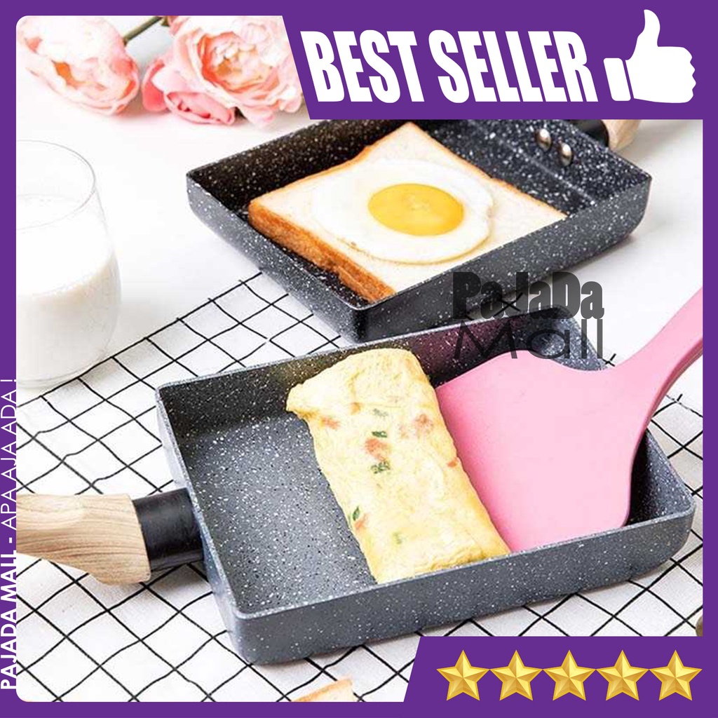 Wajan Penggorengan Teflon Kotak Telur Tamagoyaki Omelet Anti Lengket - Teflon Kotak Wajan Kotak Marb