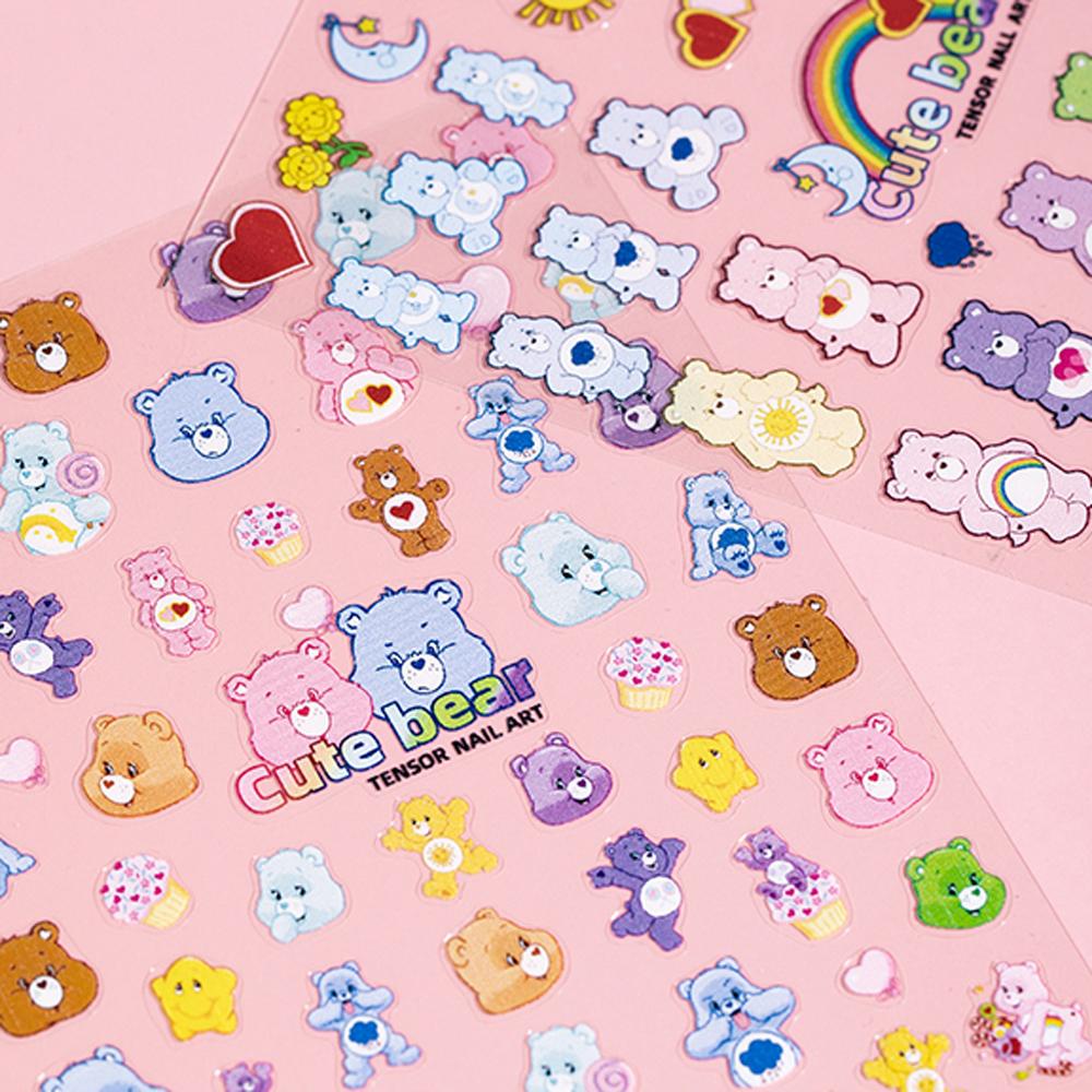 Rebuy Bear Stiker Kuku Wanita Lucu Warna-Warni Kartun DIY Nail Decals