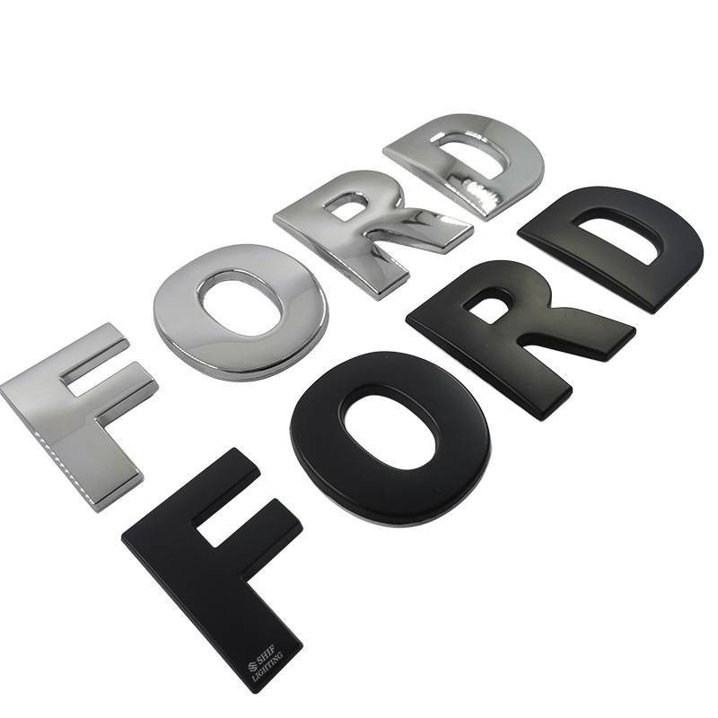 FORD Hood Emblem DIY Letter 45mm Chrome/Black Car Decals Stickers