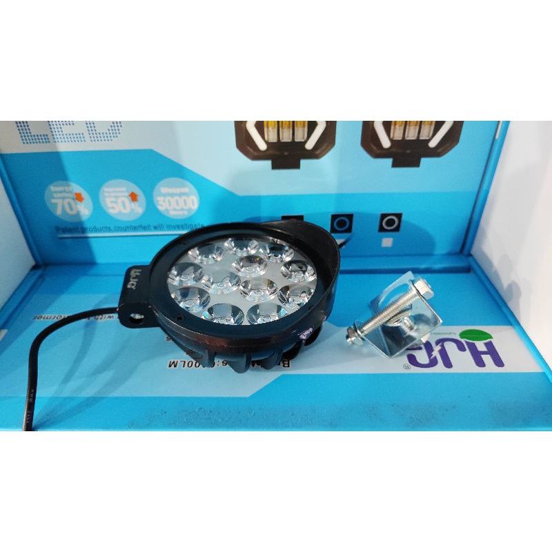 LAMPU TEMBAK SOROT CREE TOPI 9 12 MATA BULAT HJG ALUMINIUM WATERPROOF Nyala Focus