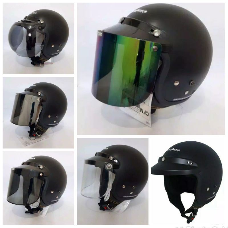 Helm Retro Cargloss CFM Hitam Dop