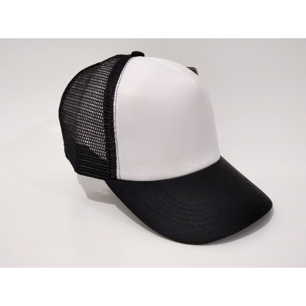 Topi Jaring Polos Hitam Putih Topi Trucker Polos Jala Kualitas Distro