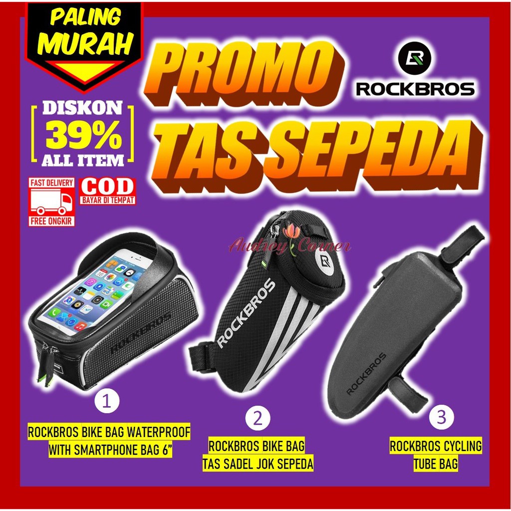 Rockbros Tas Sadel Stang Sepeda Gowes Segitiga Lipat Mtb Gunung Shimano Waterproof Aksesoris Sepeda
