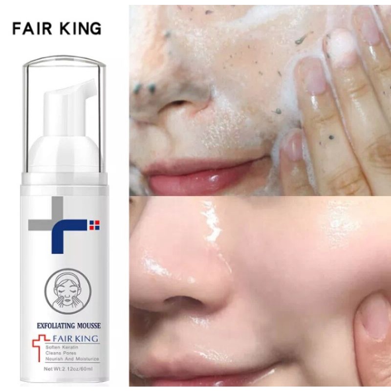 Fair king exfoliating mousse 60 ml pembersih wajah glowing alami