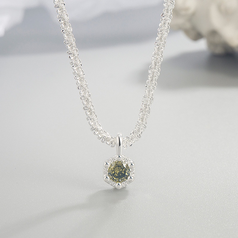 Kalung Rantai Sterling Silver 925 Dengan Liontin Olive Green Untuk Wanita