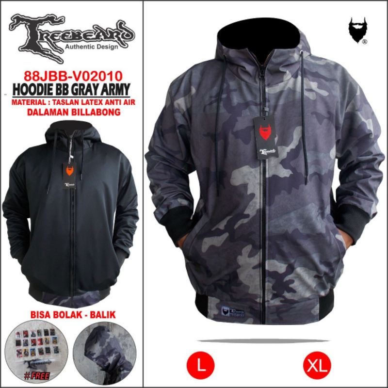 TURUN HARGA ! TREEBEARD Jaket Waterproof Pria - Jaket Hoodie BB - Jaket Bolak-Balik Anti Air