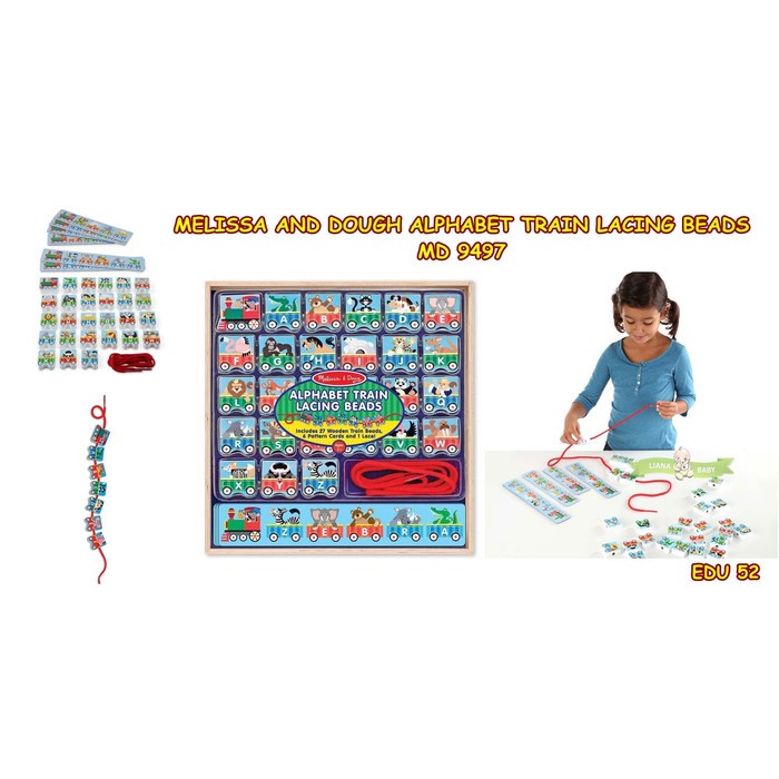 luckybs MAINAN EDUKASI MELISSA&DOUGH ALPHABET TRAIN LACING BEADS MD9497