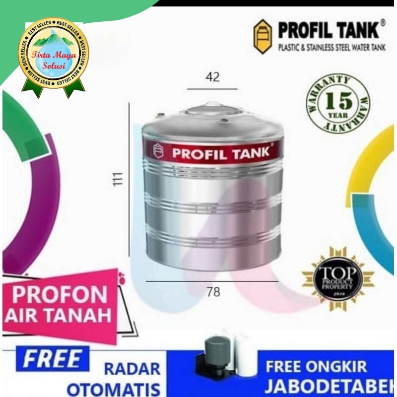 Tangki air toren air stainles 550 liter Profil Tank PS550D PROFON