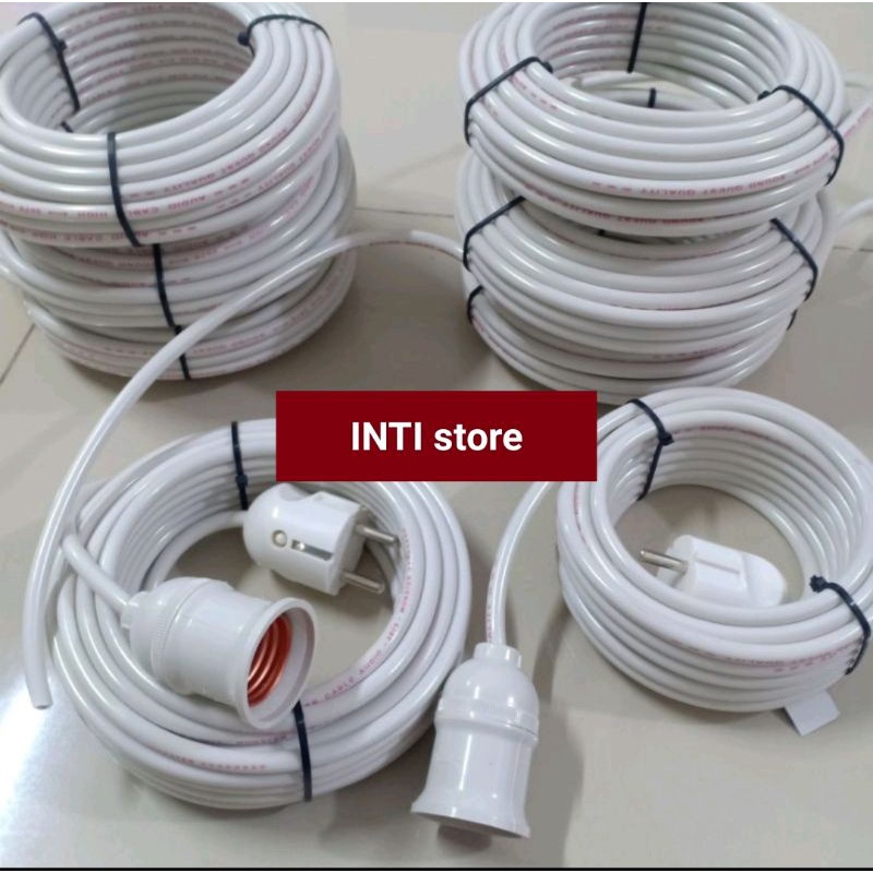 Fitting lampu gantung dan colokan steker dengan kabel bulat 1 2 3 4 5 6 7 8 9 10 meter