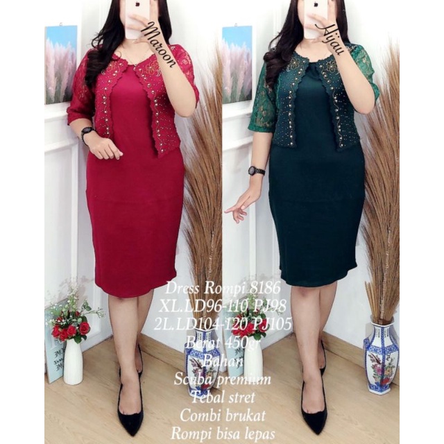 DRESS 8186 SCUBA COMBI BRUKAT ROMPI BISA LEPAS