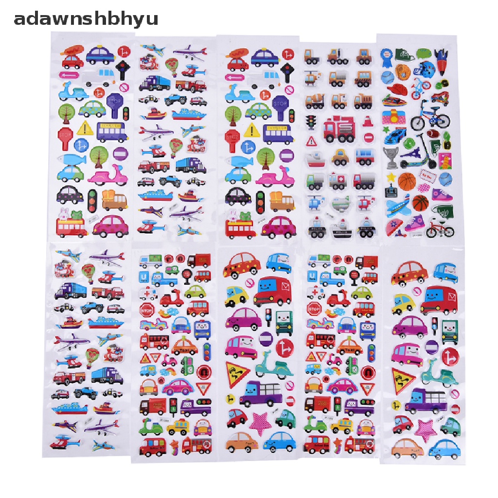 Adawnshbhyu 2Pcs Kartun Gelembung Stiker Diary Transportasi Notebook Sticker Label Dekorasi