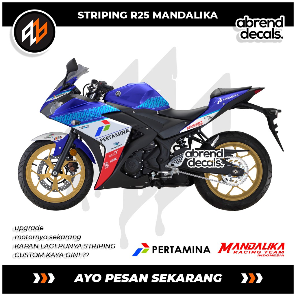 STRIPING R25 PERTAMINA MANDALIKA / STIKER MOTOR YAMAHA R25 MOTO GP TEAM MANDALIKA / STIKER R25