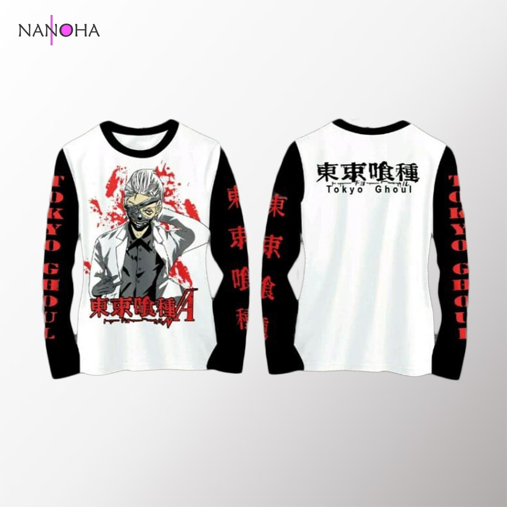 PROMO Kaos Anime Tokyo Ghoul Lengan Panjang Hitam Putih - Kaos Pria Wanita