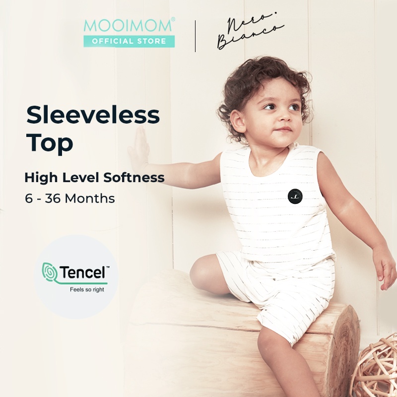 Nero Bianco Tencel™️ Sleeveless Top - Baju Bayi Lucu | Baju Kutung Bayi