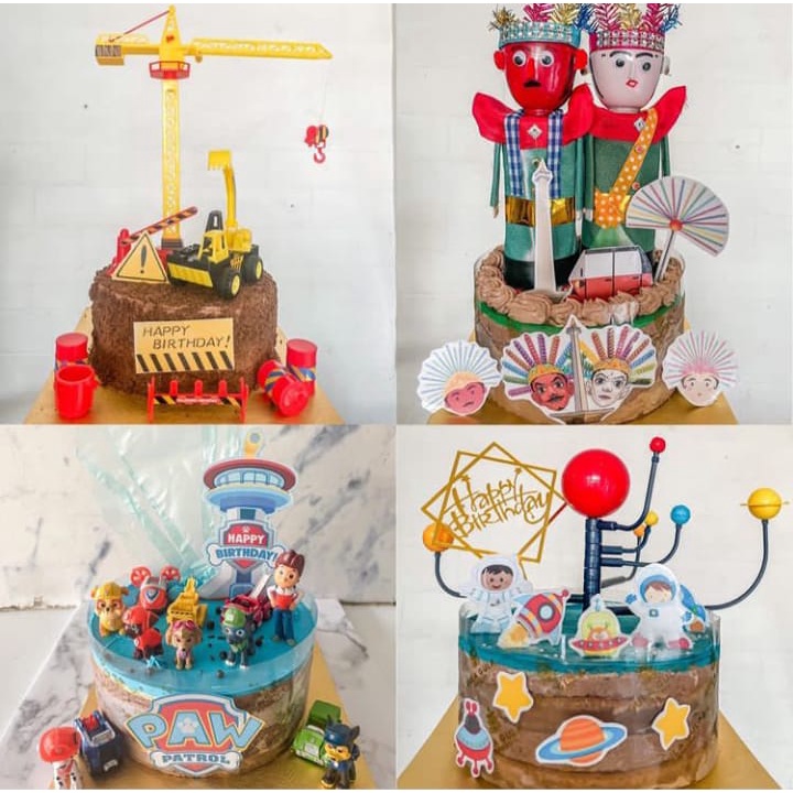 

Cake ulang tahun karakter ekonomis Buldozer,ondel ondel,paw patrol,planet enak murah premium
