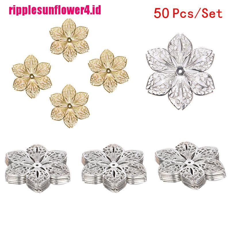 50pcs / set Konektor Liontin Bentuk Bunga Untuk Membuat Perhiasan