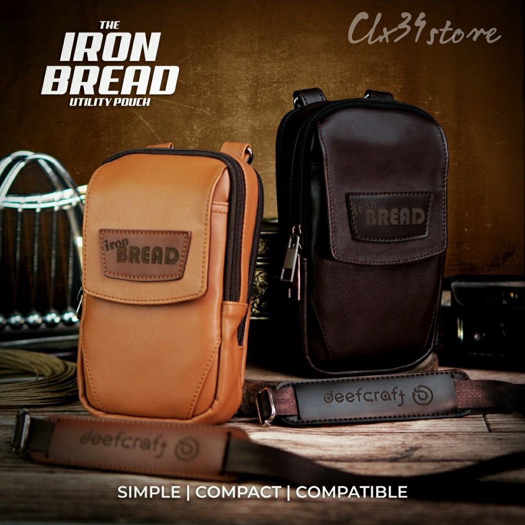 Neck pouch bag iron bread original deefcraft / tas leher gantung tas selempang kulit / leather bag / hanging bag / tas hp