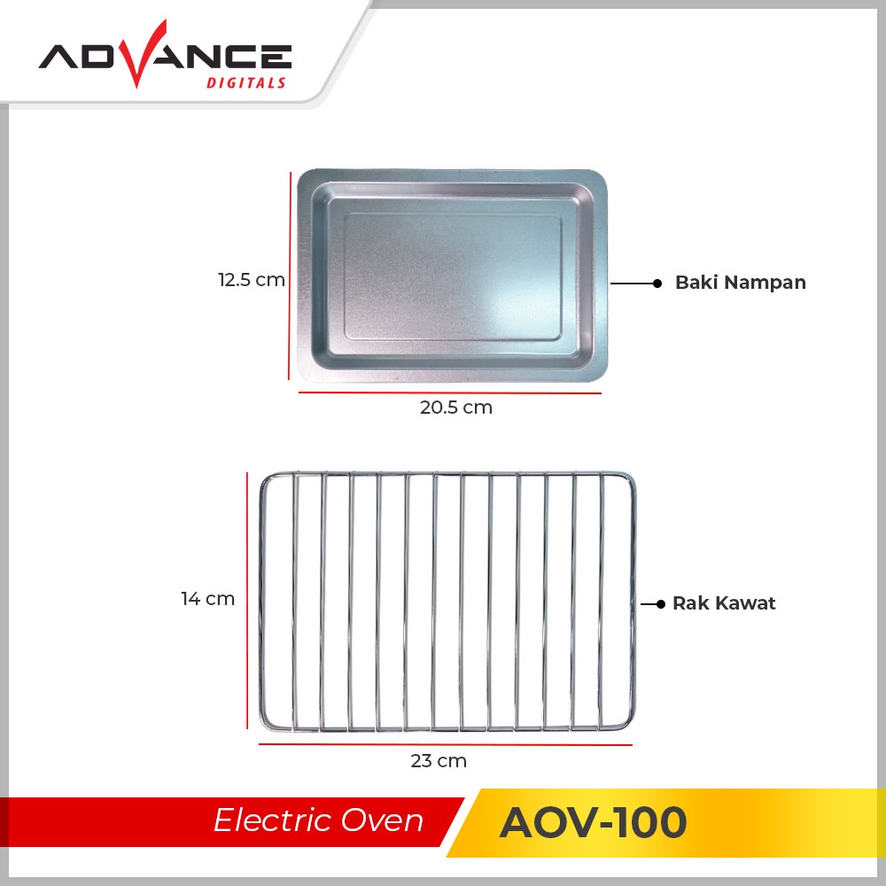 ADVANCE Oven Listrik AOV-100 9L 500 Watt Electric Oven【Garansi 1 Tahun】