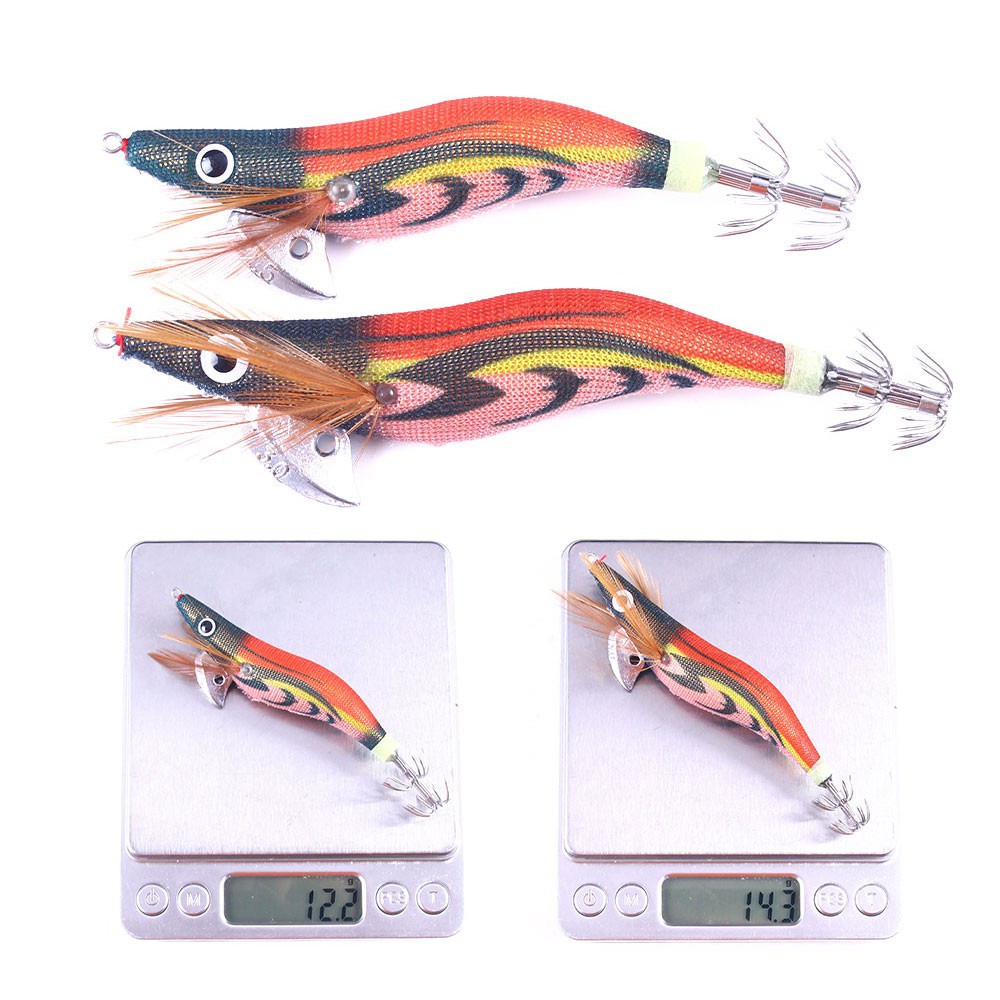 Hengjia 1pcs Umpan Pancing Fishing Lure Hard Bait Shrimp Wood Bait Bentuk Udang Bahan Kayu 2.5 # 3.0 # Squid Jig Cuttlefish Lure jigging Lure Bait