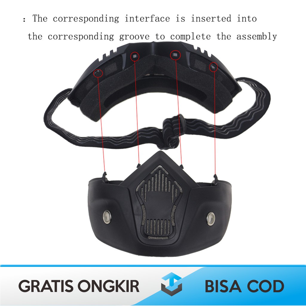 KACAMATA HELM MOTOR BOGO PRIA RETRO GOGGLES ORIGINAL TAFFSPORT ANTI DEBU DAN ANGIN ANTI SILAU UV