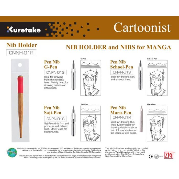 Kuretake Saji-Pen (Pen Nib) Set isi 3